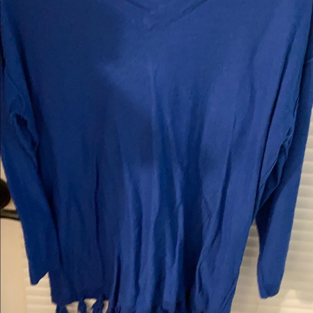 Blue talbot fringe top